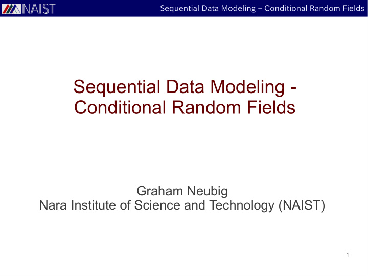 sequential data modeling conditional random fields
