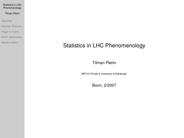 statistics in lhc phenomenology