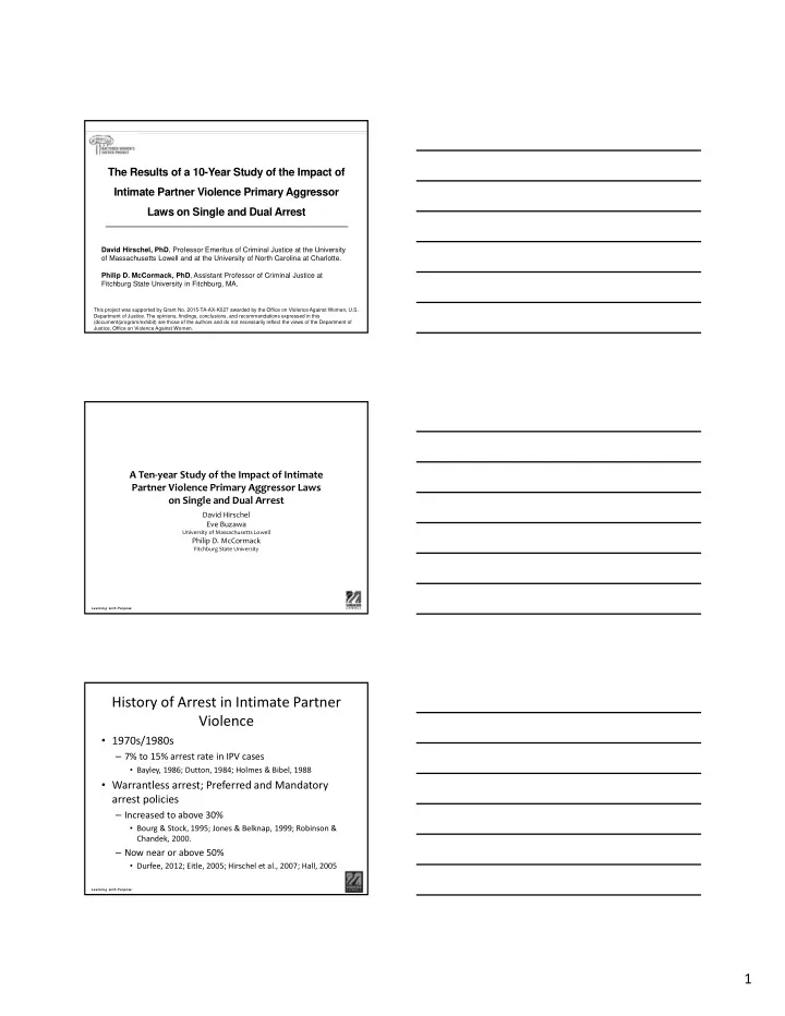history of arrest in intimate partner violence