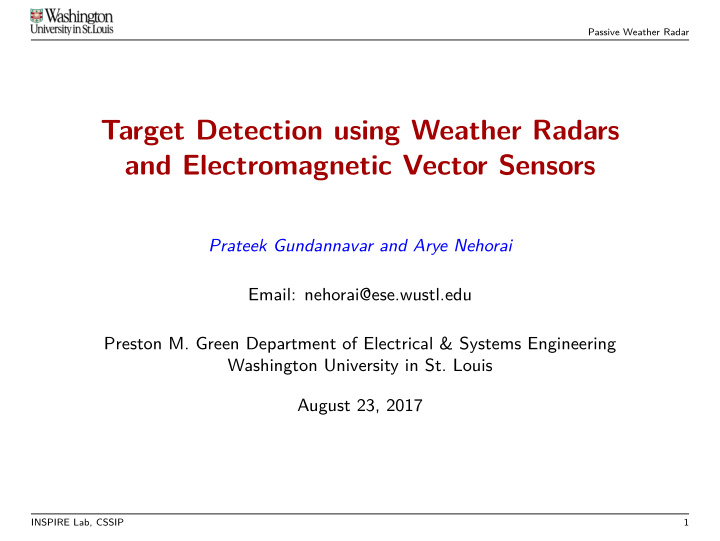 target detection using weather radars and electromagnetic