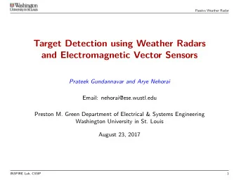 Target Detection using Weather Radars  and Electromagnetic Vector Sensors  Prateek Gundannavar and