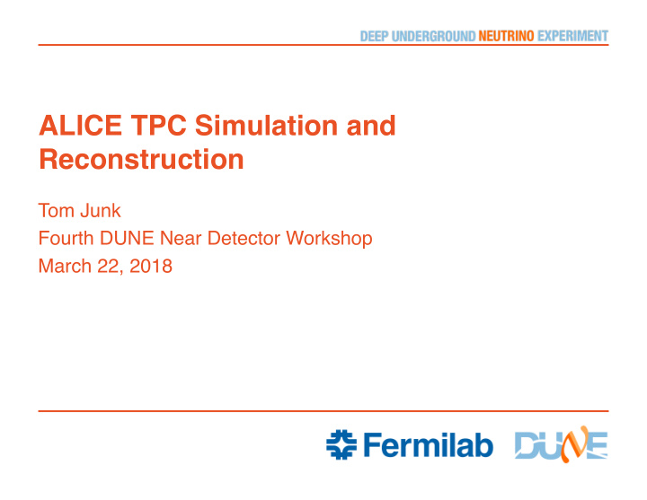 alice tpc simulation and reconstruction