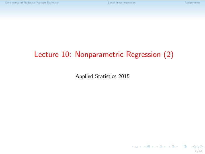 lecture 10 nonparametric regression 2