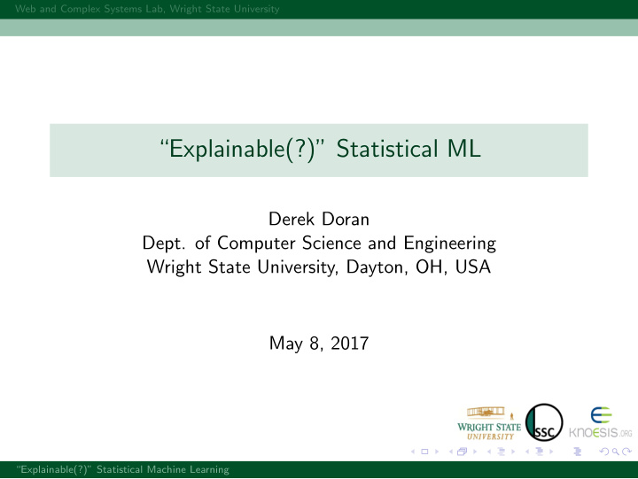 explainable statistical ml