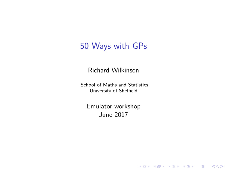 50 ways with gps