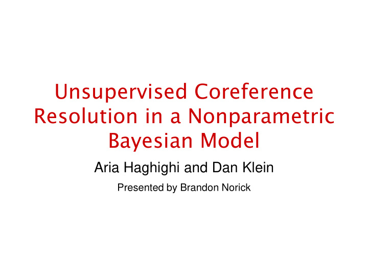 unsupervised coreference