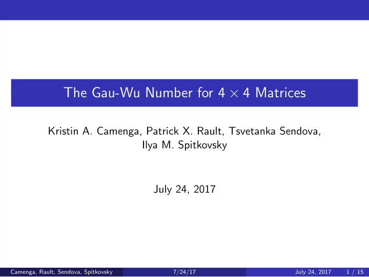 the gau wu number for 4 4 matrices