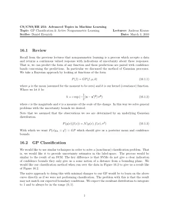 16.1  Review  Recall from the previous lectures that non-parametric learning is a process which