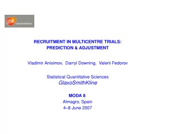 GlaxoSmithKline  MODA 8  Almagro, Spain  48 June 2007  INTRODUCTION  Patient recruitment