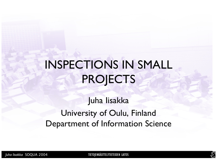 inspections in small projects