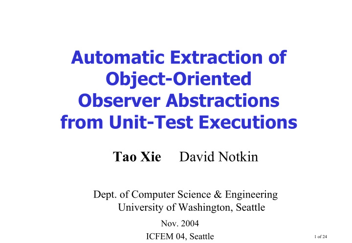 automatic extraction of object oriented observer