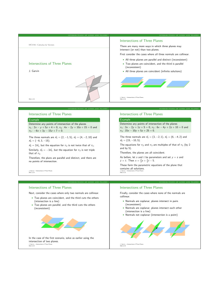 intersections of three planes