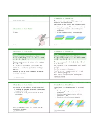 Intersections of Three Planes  MCV4U: Calculus &amp; Vectors  There are many more ways in which
