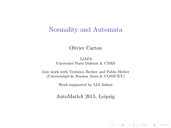 normality and automata