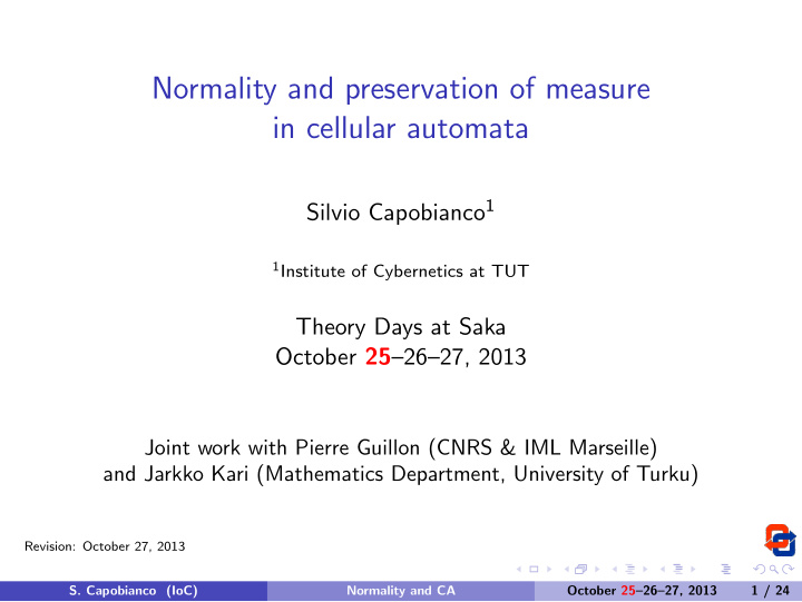 normality and preservation of measure in cellular automata