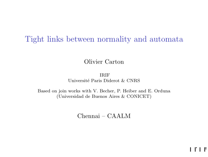 tight links between normality and automata