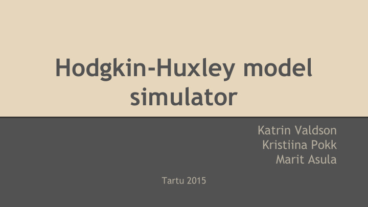 hodgkin huxley model simulator