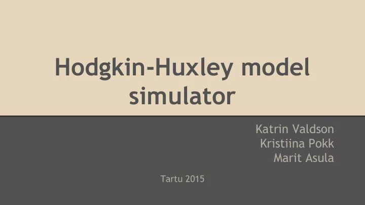hodgkin huxley model simulator