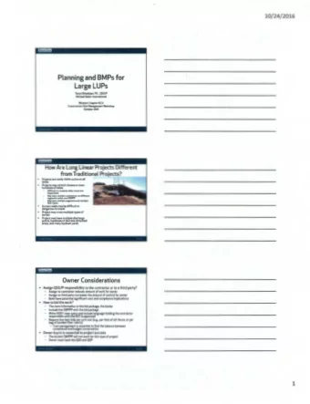 -- Planning and BMPs for Large LUPs Tanya Bllezikjlan. P.E . QSD/P Michael B aker International