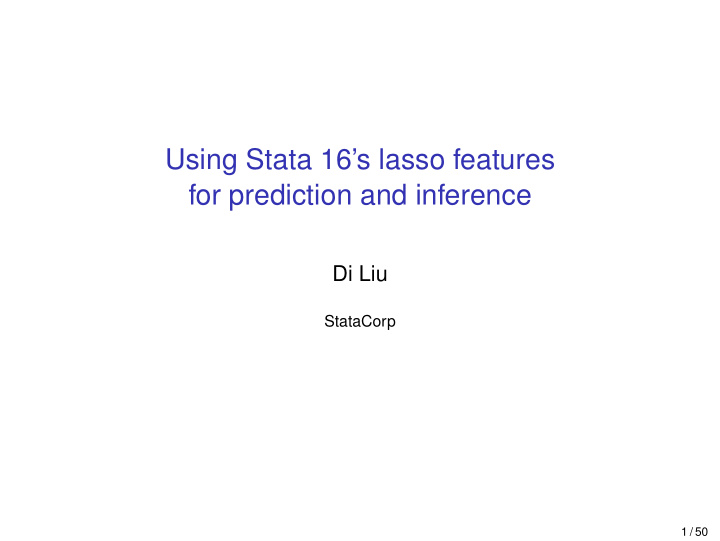 using stata 16 s lasso features for prediction and