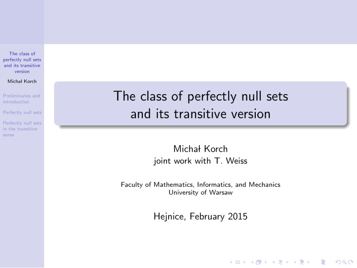 the class of perfectly null sets