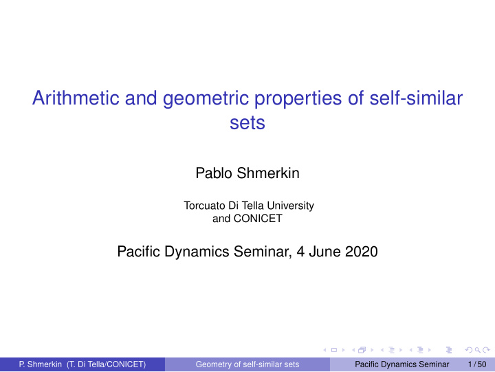 arithmetic and geometric properties of self similar sets