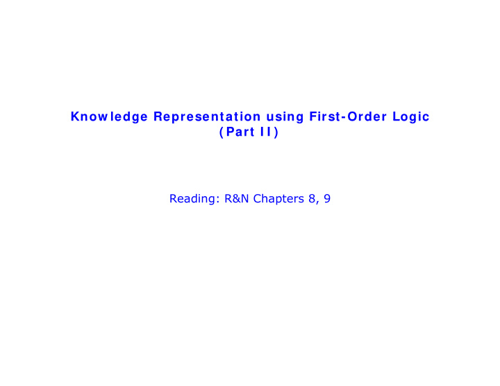 know ledge representation using first order logic know