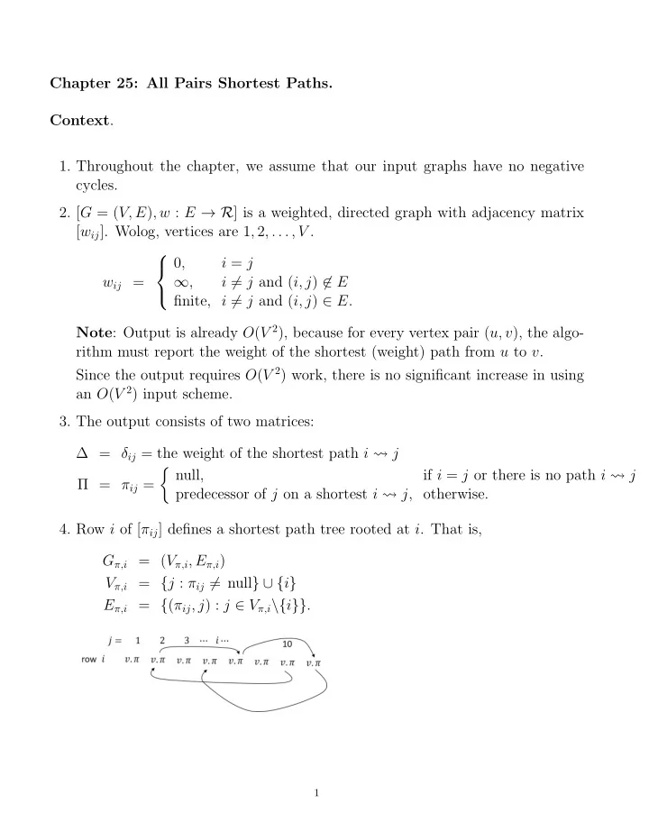 chapter 25 all pairs shortest paths context 1 throughout