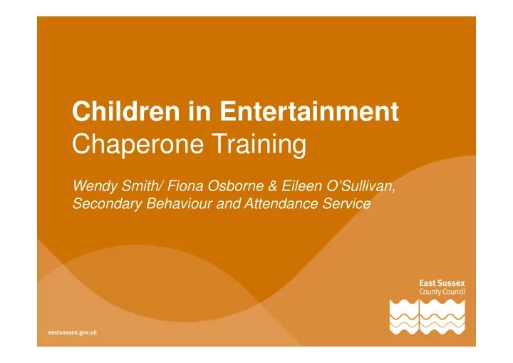 children in entertainment chaperone training