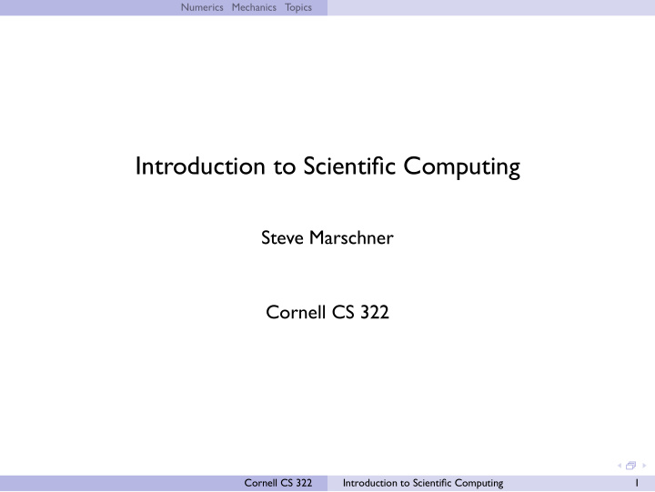 introduction to scienti c computing