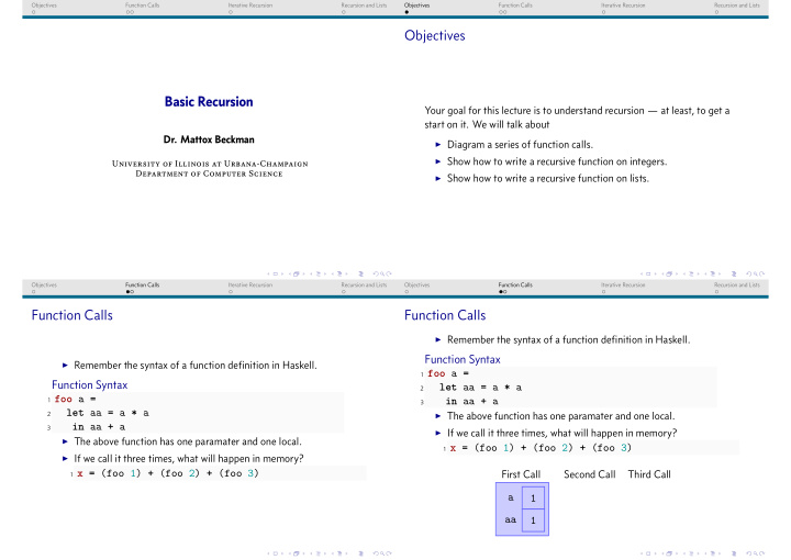 objectives basic recursion