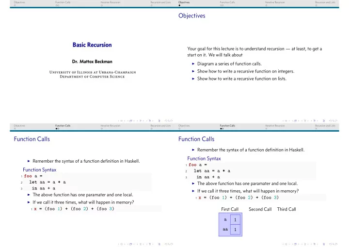 objectives basic recursion