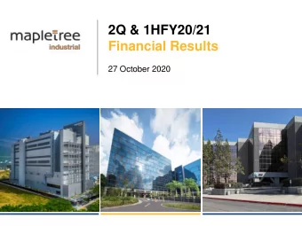 2Q &amp; 1HFY20/21  Financial Results  27 October 2020  Important Notice This presentation shall be