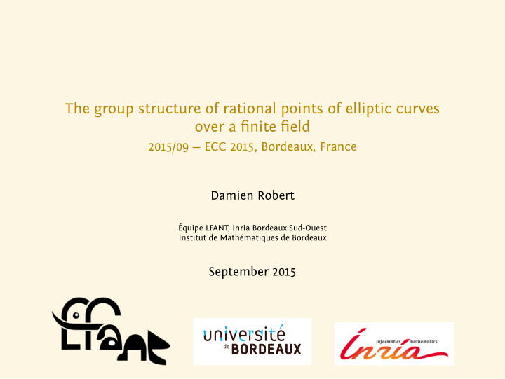 the group structure of rational points of elliptic curves