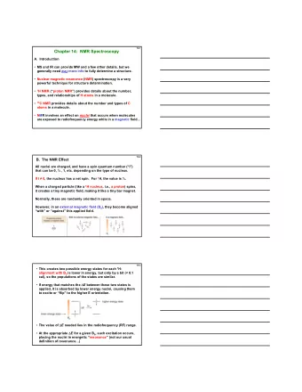 Chapter 14:  NMR Spectroscopy  A.  Introduction  MS and IR can provide MW and a few other
