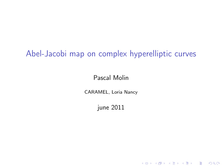 abel jacobi map on complex hyperelliptic curves