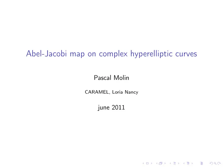 abel jacobi map on complex hyperelliptic curves