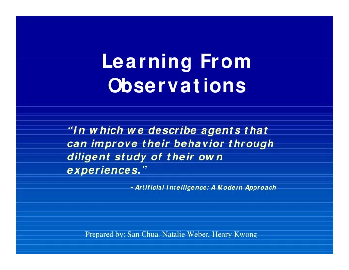 learning from observat ions