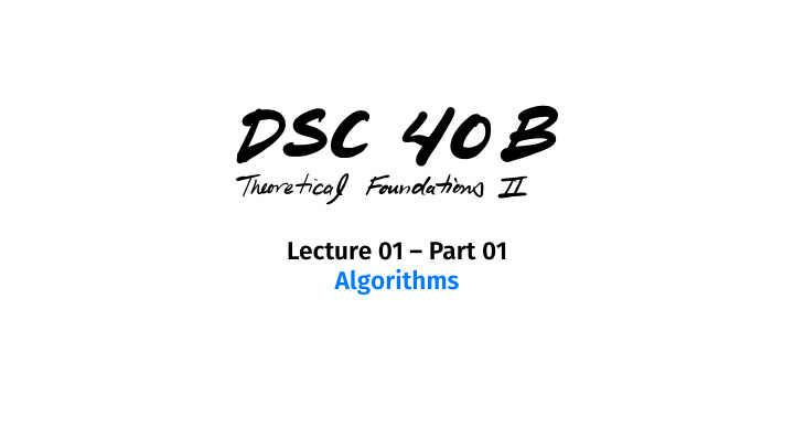 lecture 01 part 01 algorithms