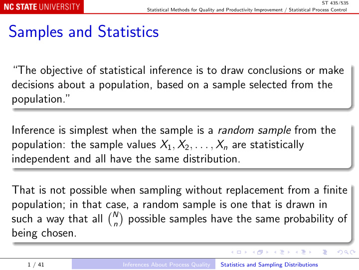 samples and statistics