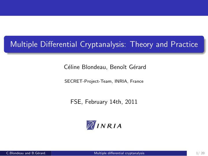 multiple differential cryptanalysis theory and practice