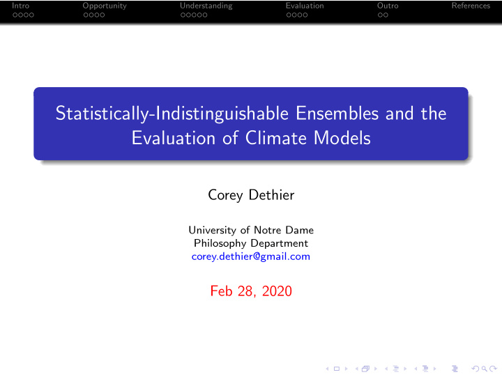statistically indistinguishable ensembles and the