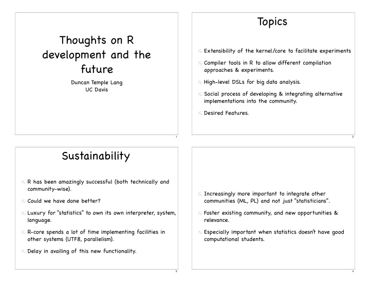 topics thoughts on r development and the