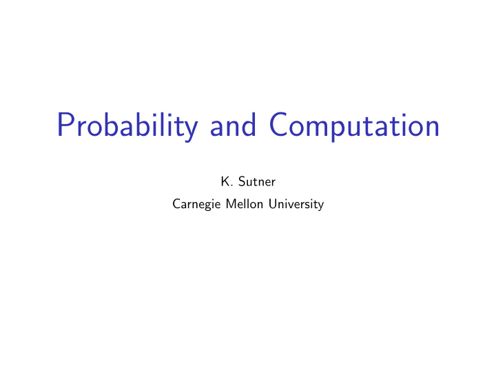 probability and computation