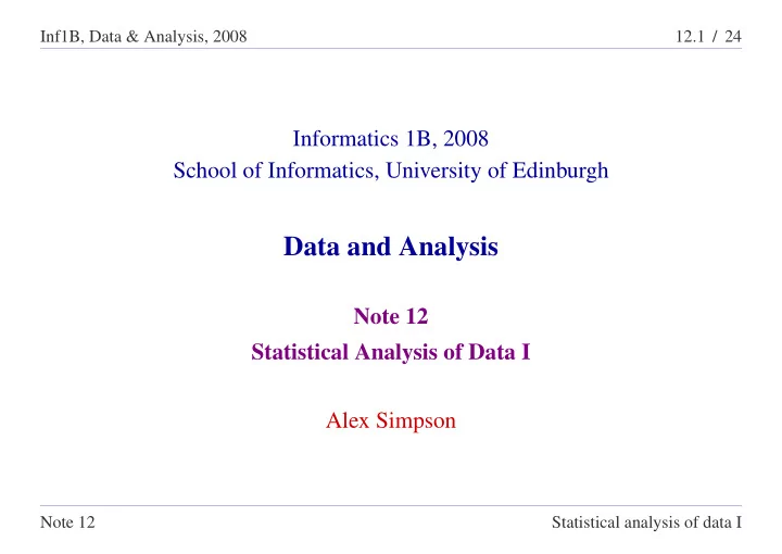 data and analysis
