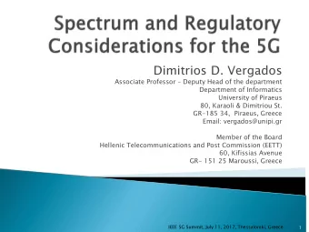 Dimitrios D. Vergados Associate Professor  Deputy Head of the department  Department of