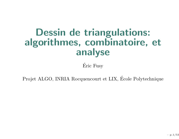 dessin de triangulations algorithmes combinatoire et