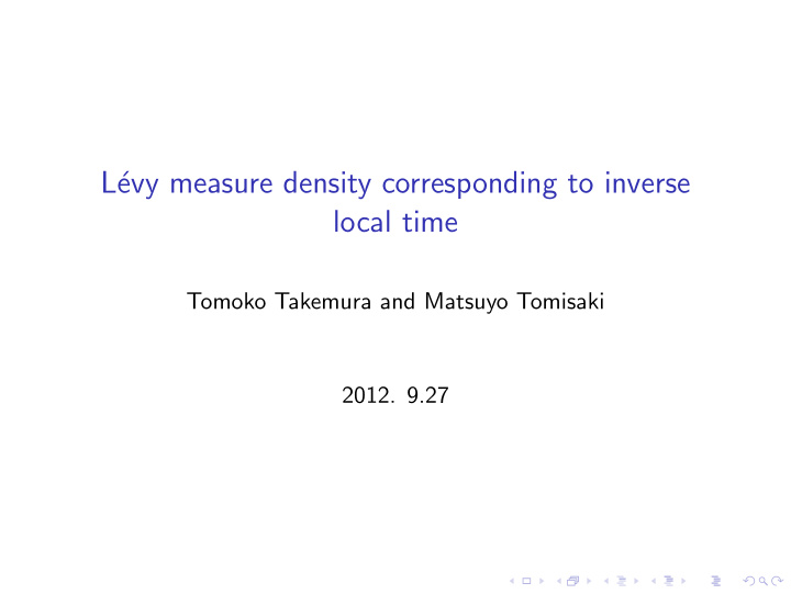 l evy measure density corresponding to inverse local time