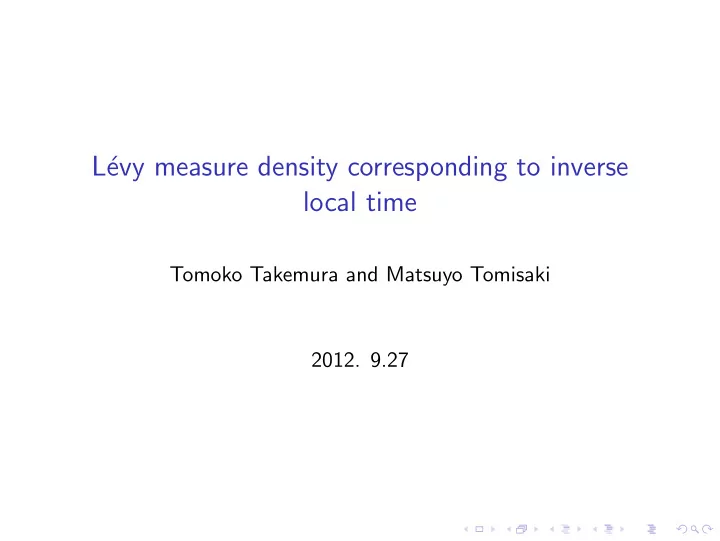 l evy measure density corresponding to inverse local time