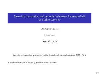 Slow/fast dynamics and periodic behaviors for mean-field  excitable systems  Christophe Poquet